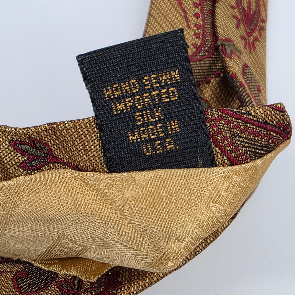 Robert Talbott Best of Class Necktie Mens Gold Paisley Silk Hand Sewn USA - Picture 5 of 6